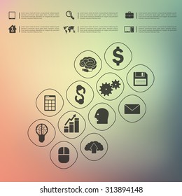 business infographic with unfocused background