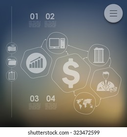 business infographic with unfocused background