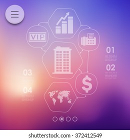 business infographic with unfocused background