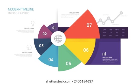 Business Infographic Upward circle timeline vector graphic icon business financial chart color growth bar graph.