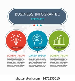 Business infographic Vector with 3 steps. Used for presentation,information,education,connection,marketing,
project,strategy,technology,learn,brainstorm,creative,growth,abstract,stairs,idea,text,work.