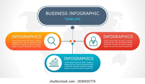 Vector de infografía empresarial con 3 pasos.