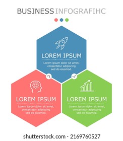 Business infographic Vector with 3 steps. Used for information,data,style,chart,graph,sign,icon,
project,strategy,technology,learn,brainstorm,creative,growth,stairs,success, idea,text,web,report,work.