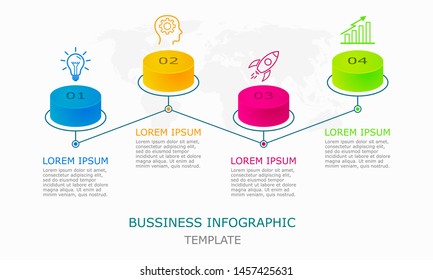 Business infographic Vector with 4 steps. Used for presentation, information, technology, website, work.