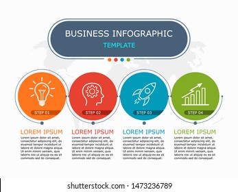 Business infographic Vector with 4 steps. Used for presentation,information,education,connection,marketing,
project,strategy,technology,learn,brainstorm,creative,growth,abstract,stairs,idea,text,work.