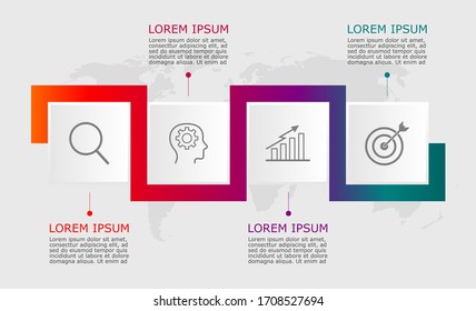 Business infographic Vector with 4 steps. Used for presentation,information,education,connection,marketing,
project,strategy,technology,learn,brainstorm,creative,growth,abstract,stairs,idea,text,work.