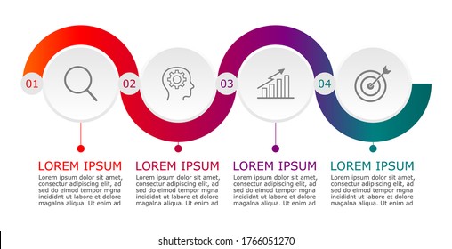 Business infographic Vector with 4 steps. Used for presentation,information,education,connection,marketing,
project,strategy,technology,learn,brainstorm,creative,growth,abstract,stairs,idea,text,work.