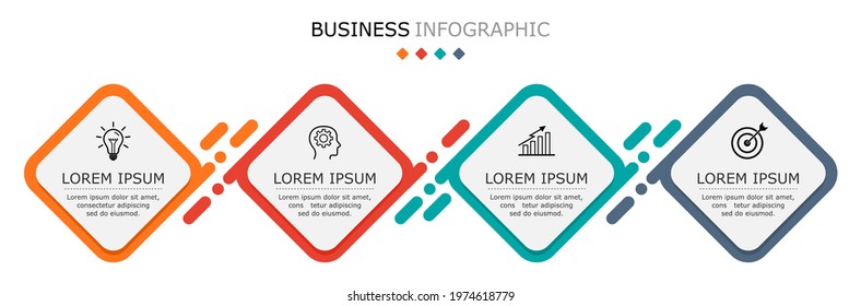 Business infographic Vector with 4 steps. Used for information,data,style,chart,graph,sign,icon,
project,strategy,technology,learn,brainstorm,creative,growth,abstract,stairs,idea,text,web,report,work.