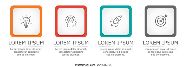 Business infographic Vector with 4 steps. Used for presentation,information,education,connection,marketing,
project,strategy,technology,learn,brainstorm,creative,growth,abstract,stairs,idea,text,work.