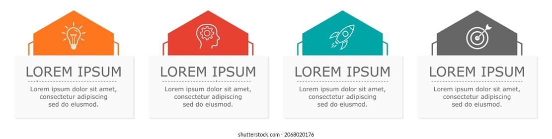 Business infographic Vector with 4 steps. Used for information,data,style,chart,graph,sign,icon,
project,strategy,learn,flow,plan,brainstorm,creative,growth,abstract,stairs,idea,text,web,report,work.