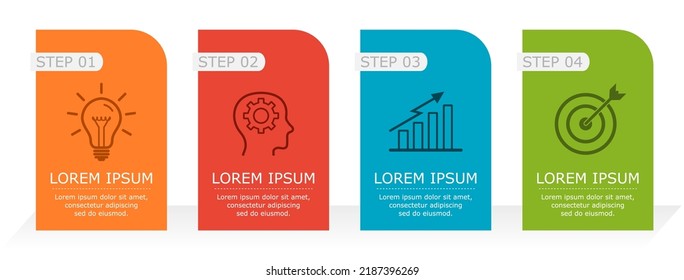 Business infographic Vector with 4 steps. Used for presentation,information,education,connection,marketing,
project,strategy,technology,learn,brainstorm,creative,growth,abstract,stairs,idea,text,work.