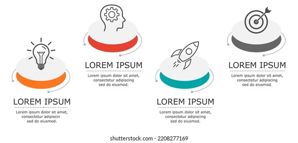 Business infographic Vector with 4 steps. Used for presentation,information,education,connection,marketing,
project,strategy,technology,learn,brainstorm,creative,growth,abstract,stairs,idea,text,work.