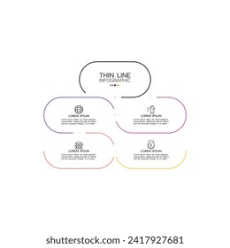 Vector de infografía empresarial con 4 pasos. Utilizada para presentación, información, educación, conexión, marketing, proyecto, estrategia, tecnología, aprendizaje, brainstorm, creativo.
