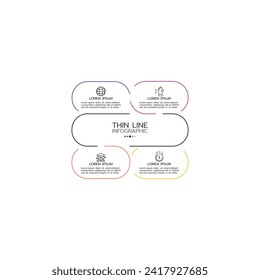 Vector de infografía empresarial con 4 pasos. Utilizada para presentación, información, educación, conexión, marketing, proyecto, estrategia, tecnología, aprendizaje, brainstorm, creativo.