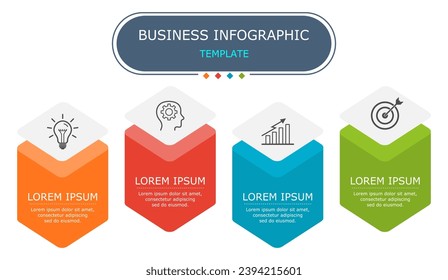 Business infographic Vector with 4 steps.Used for presentation,information,education,connection,marketing,
project,strategy,technology,learn,brainstorm,creative,growth,abstract,stairs,idea,text,work.