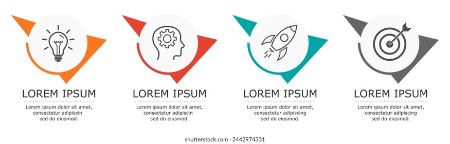 Business infographic Vector with 4 steps.Used for presentation,information,education,connection,marketing,
project,strategy,technology,learn,brainstorm,creative,growth,abstract,stairs,idea,text,work.