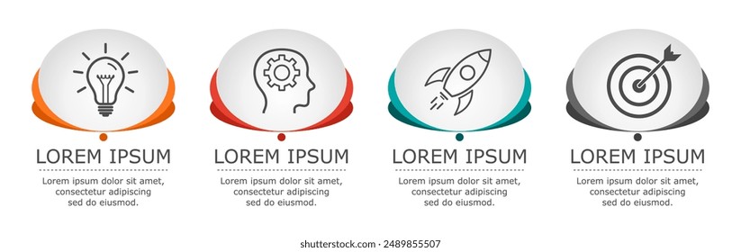 Business infographic Vector with 4 steps.Used for presentation,information,education,connection,marketing, project,strategy,technology,learn,brainstorm,creative,growth,abstract,stairs,idea,text,work.