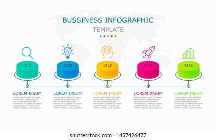 Business infographic Vector with 5 steps. Used for presentation, information, technology, website, work.