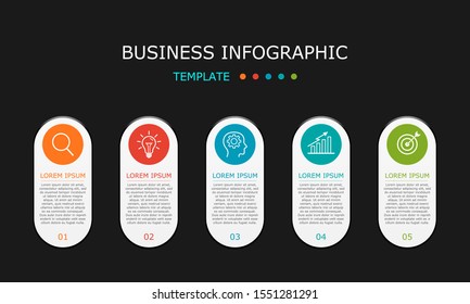 Business infographic Vector with 5 steps. Used for presentation,information,education,connection,marketing,
project,strategy,technology,learn,brainstorm,creative,growth,abstract,stairs,idea,text,work.