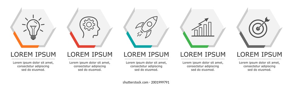 Vector de infografía empresarial con 5 pasos.