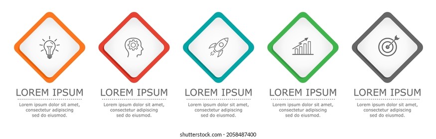 Business infographic Vector with 5 steps. Used for presentation,information,education,connection,marketing,
project,strategy,technology,learn,brainstorm,creative,growth,abstract,stairs,idea,text,work.