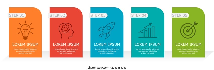 Business infographic Vector with 5 steps. Used for presentation,information,education,connection,marketing,
project,strategy,technology,learn,brainstorm,creative,growth,abstract,stairs,idea,text,work.