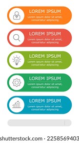 Vector de infografía empresarial con 5 pasos. 