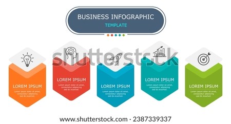 Business infographic Vector with 5 steps. Used for presentation,information,education,connection,marketing,
project,strategy,technology,learn,brainstorm,creative,growth,abstract,stairs,idea,text,work.