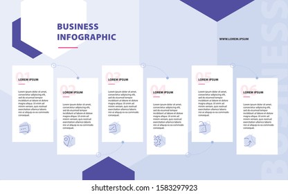 Business infographic Vector with 5-6 steps. Used for business presentation, information, education, connection, marketing, project, strategy, technology, creative, abstract, stairs,i dea, text, work.
