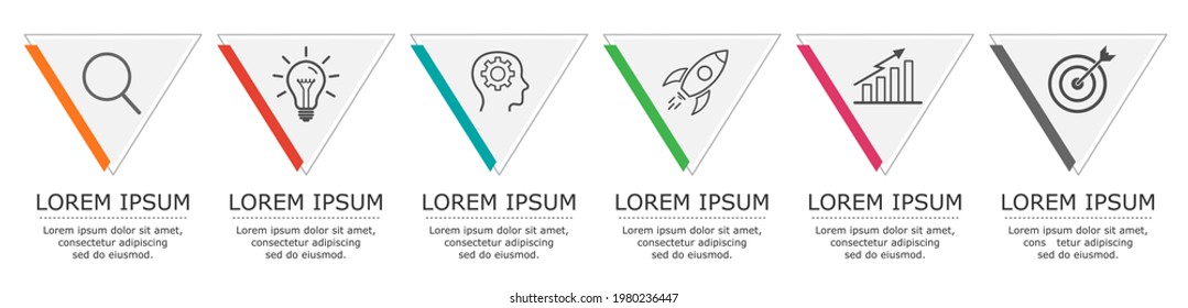 Business infographic Vector with 6 steps. Used for presentation,information,education,connection,marketing,
project,strategy,technology,brainstorm,creative,growth,abstract,stairs,idea,text,plan,work.