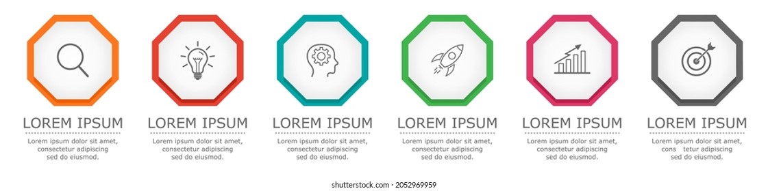 Business infographic Vector with 6 steps.