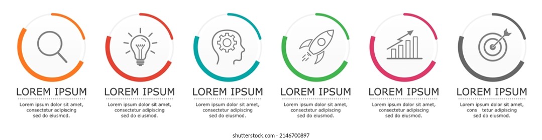 Business infographic Vector with 6 steps.
