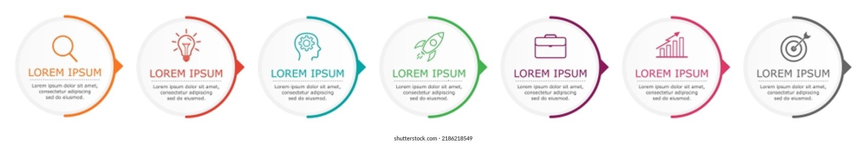 Vector de infografía empresarial con 6 pasos.