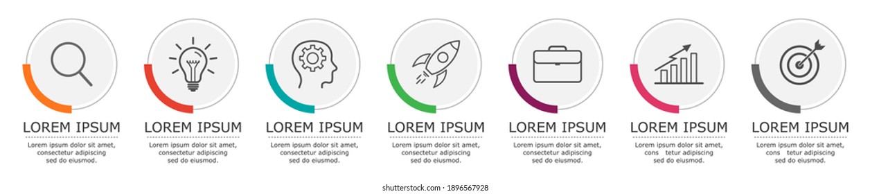 Infografía empresarial. Vector con 7 pasos.