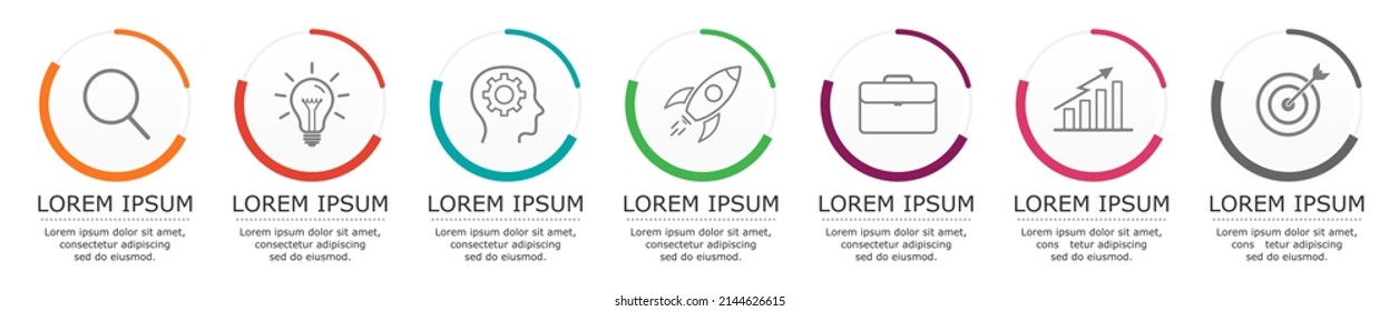 Business-Infografik-Vektorgrafik mit 7 Schritten.