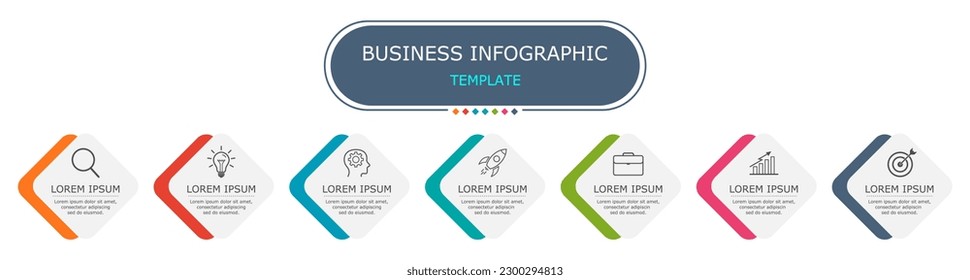 Business-Infografik-Vektorgrafik mit 7 Schritten.