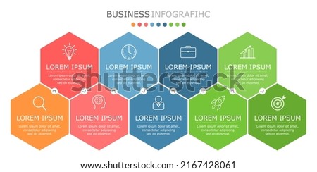 Business infographic Vector with 9 steps. Used for information,data,style,chart,graph,sign,icon,
project,strategy,technology,learn,brainstorm,creative,growth,stairs,success, idea,text,web,report,work.
