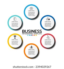 Infografía empresarial. Plantilla de diseño de ciclo de infografía vectorial con iconos y 6 opciones o pasos.	
