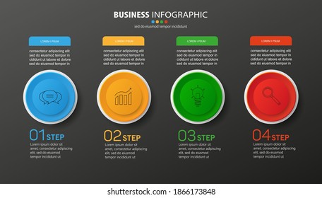 Business infographic vector design template with icons and 4 options or steps. Can be used for process, presentations, layout, banner, info graph