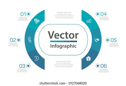 Business infographic vector design template  with  6 steps. For content, diagram, flowchart, steps, parts, timeline infographics, workflow layout, chart