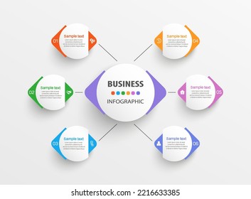 Business infographic vector design template  with  6 options, steps or processes. Can be used for workflow layout, diagram, annual report, web design  