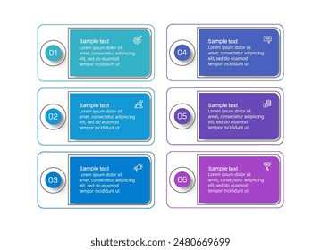 Plantilla de diseño de Vector de infografía de negocios con 6 opciones, pasos o procesos. Se puede utilizar para el diseño del flujo de trabajo, diagrama, informe anual, Diseño web