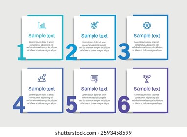 Business infographic vector design template with 6 options, steps or processes. Can be used for workflow layout, diagram, annual report, web design
