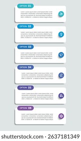 Business infographic vector design template with 6 options, steps or processes. Can be used for workflow layout, diagram, annual report, web design