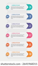 Business infographic vector design template with 6 options, steps or processes. Can be used for workflow layout, diagram, annual report, web design