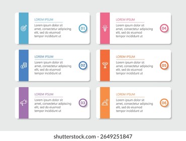 Business infographic vector design template with 6 options, steps or processes. Can be used for workflow layout, diagram, annual report, web design