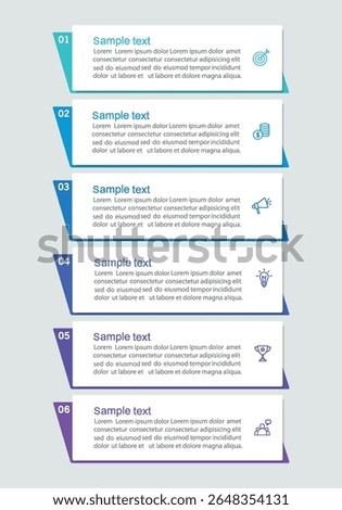 Business infographic vector design template with 6 options, steps or processes. Can be used for workflow layout, diagram, annual report, web design