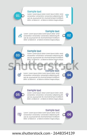 Business infographic vector design template with 6 options, steps or processes. Can be used for workflow layout, diagram, annual report, web design