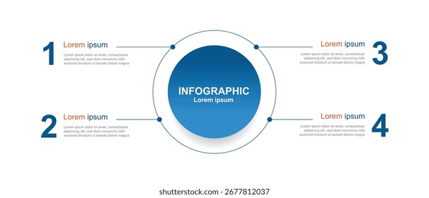Elemento de Vector de infografía de negocios. Infografía de Plantilla de diseño con proceso de 4 pasos. Diseño de flujo de trabajo, presentación de negocios, información de diagrama 