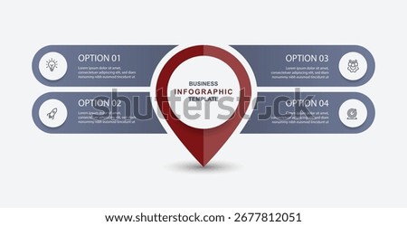 Business infographic vector element. Design template infograph with 4 step process. Workflow layout, business presentation, diagram information 